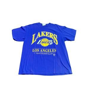 Vintage Lee Sports Men Purple Los Angeles Lakers NBA Basketball T-Shirt Size XL